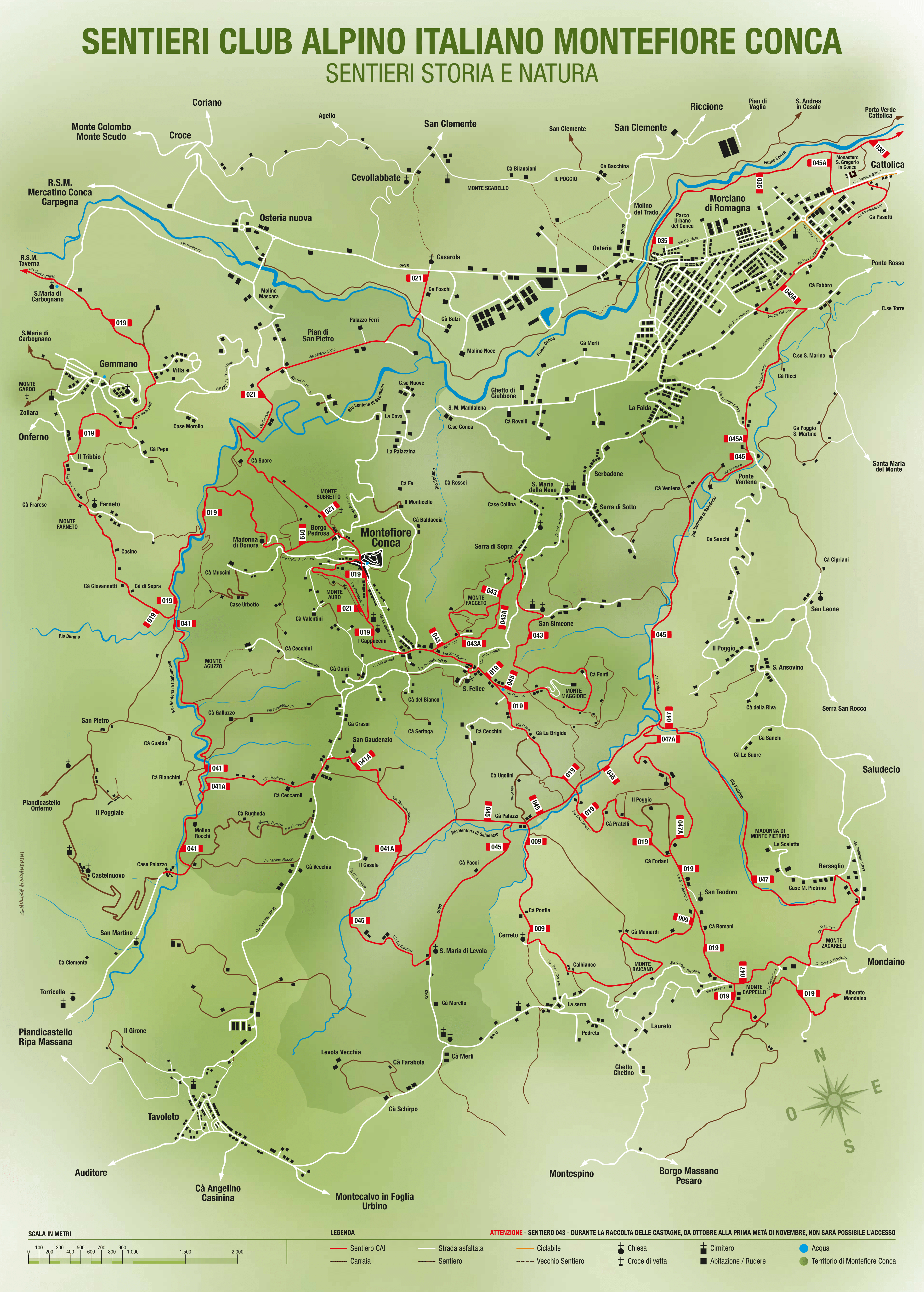 mappa sentieri cai montefiore conca valconca malatempora 2023
